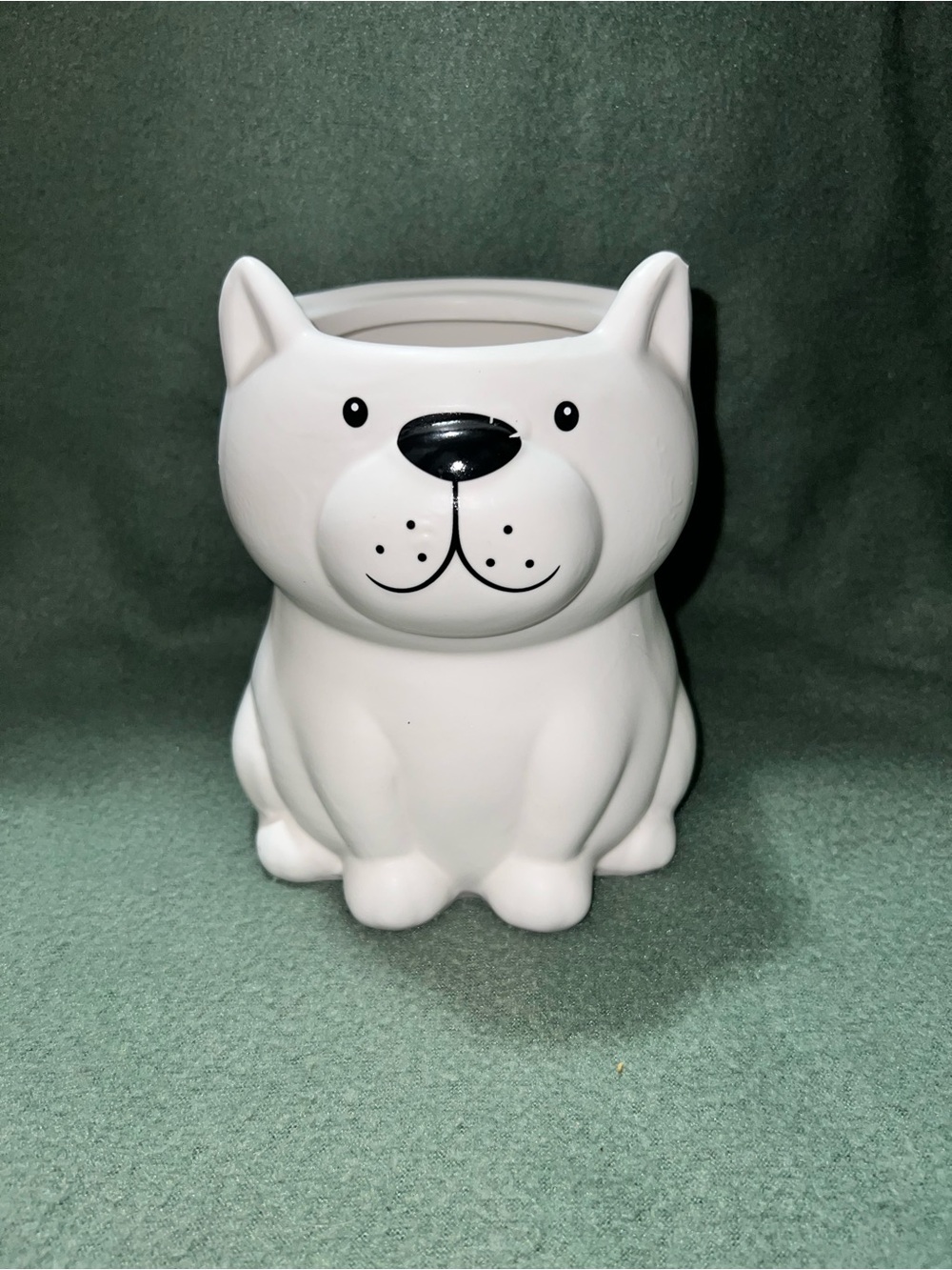 White Ceramic Dog Planter - Charming Home Accent